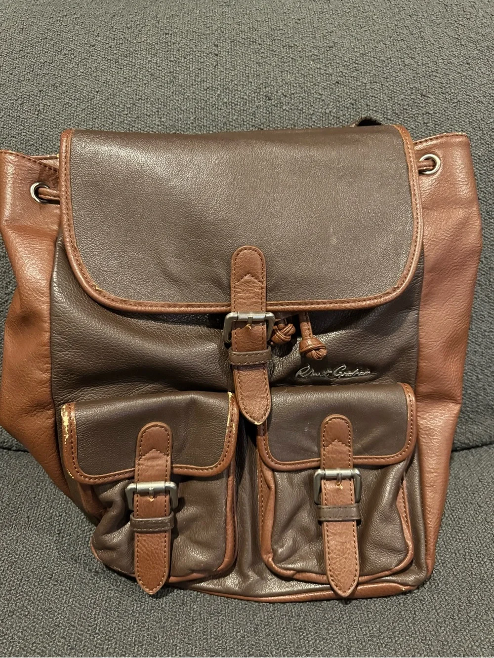 Robert Graham Leather Brown Men’s Backpack - Classic Travel Rucksack